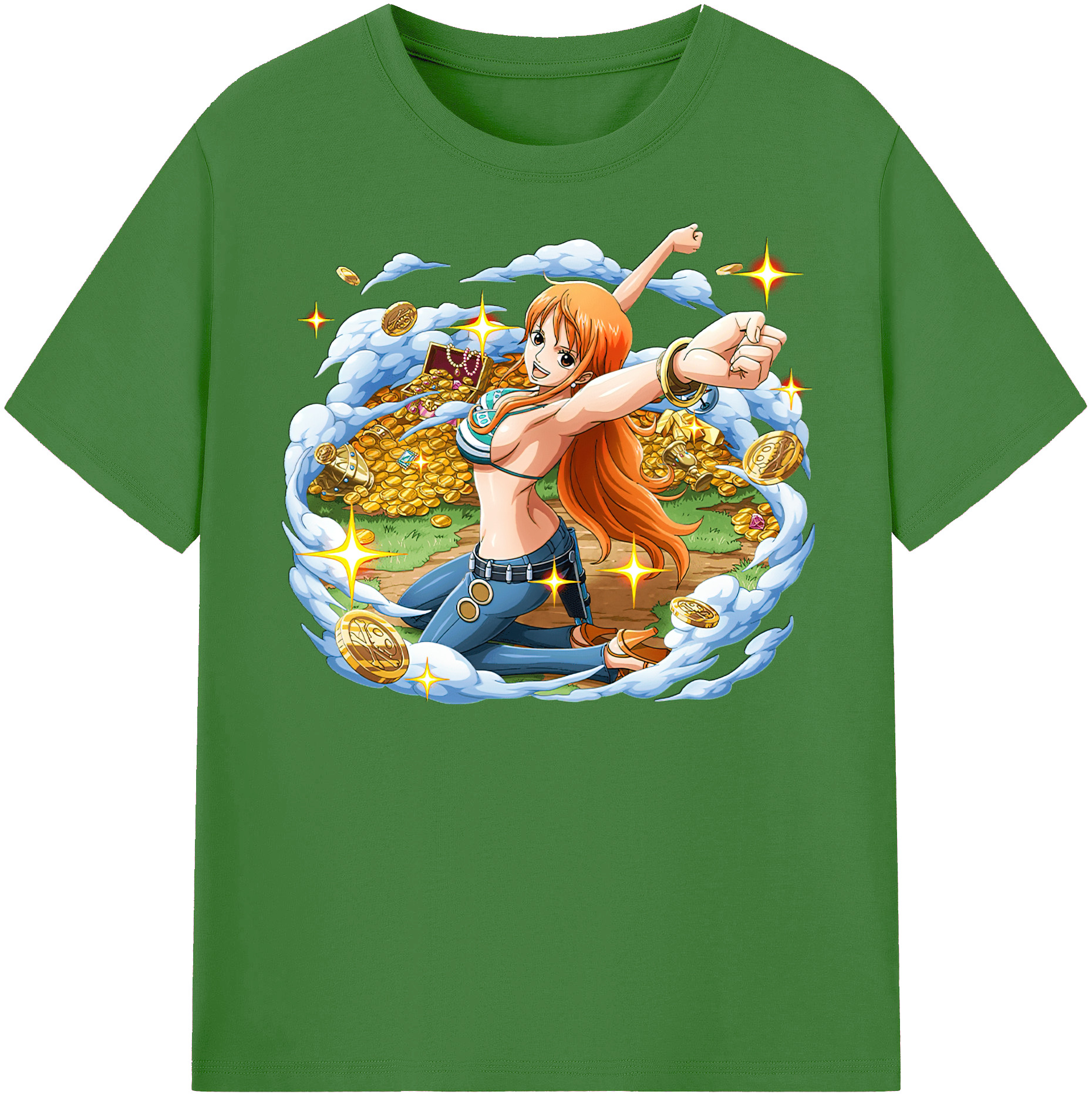 （画像用） ワンピース ナミ ONE PIECE Nami レディースカジュアルプリントTシャツ（綿100％）